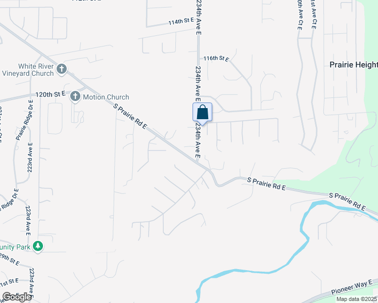 map of restaurants, bars, coffee shops, grocery stores, and more near 12102 234th Avenue South in Buckley