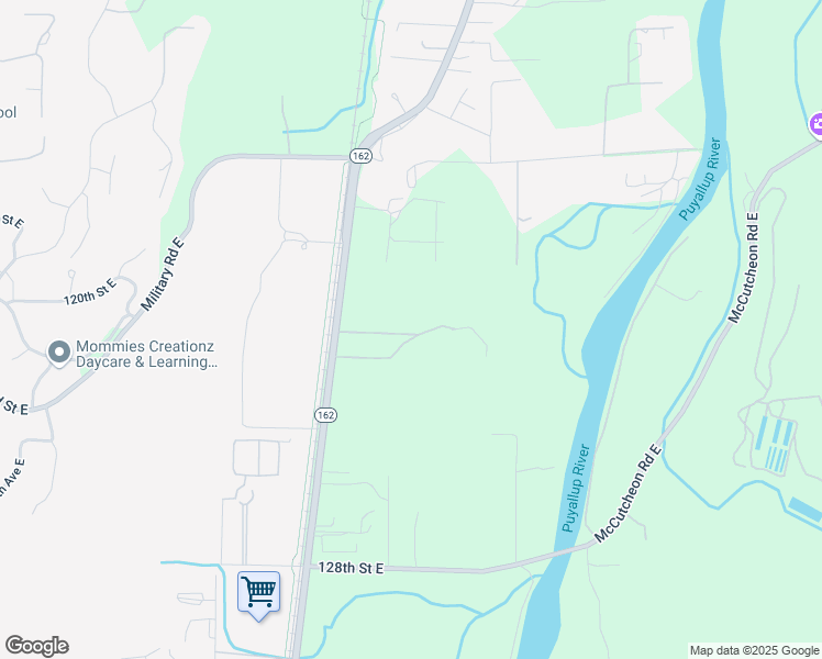 map of restaurants, bars, coffee shops, grocery stores, and more near 14905 121st Street East in Puyallup