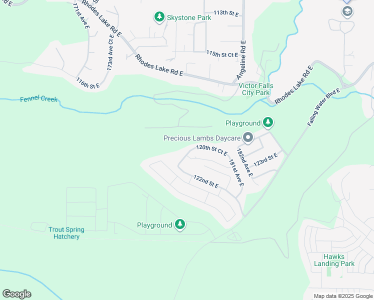 map of restaurants, bars, coffee shops, grocery stores, and more near 12012 178th Avenue East in Bonney Lake
