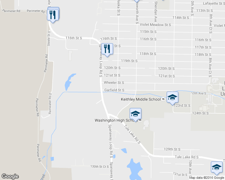 map of restaurants, bars, coffee shops, grocery stores, and more near 1707 Garfield Street South in Tacoma