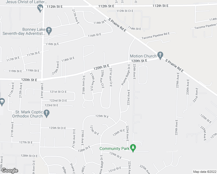 map of restaurants, bars, coffee shops, grocery stores, and more near 12016 221st Avenue Court East in Sumner