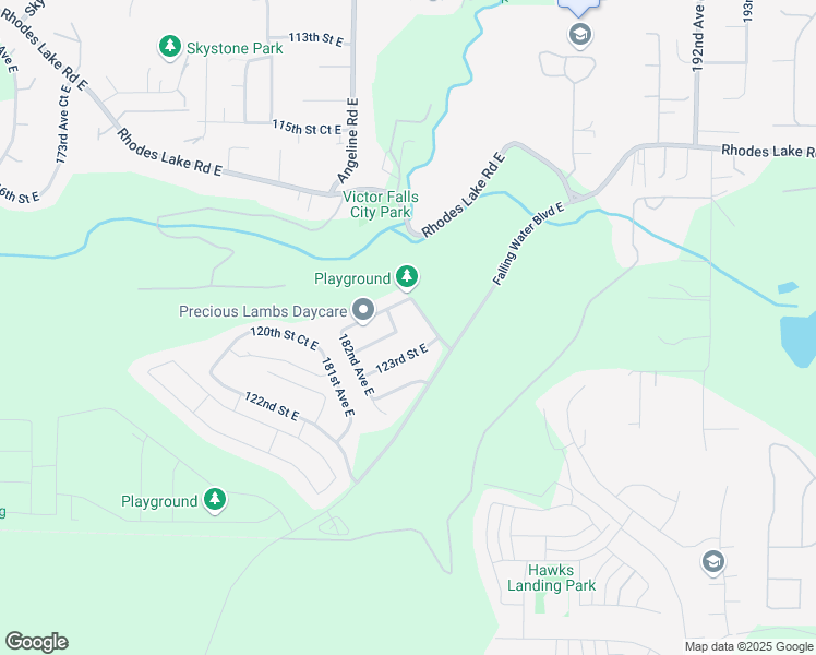 map of restaurants, bars, coffee shops, grocery stores, and more near 12201 184th Avenue East in Bonney Lake