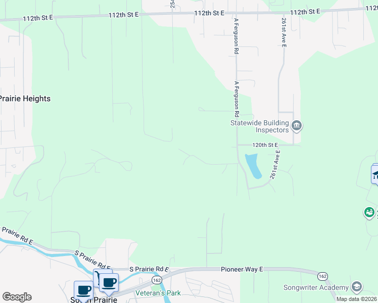 map of restaurants, bars, coffee shops, grocery stores, and more near 25515 121st Street East in Buckley