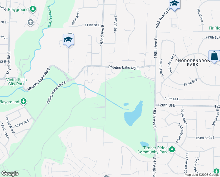 map of restaurants, bars, coffee shops, grocery stores, and more near 11815 193rd Avenue East in Sumner