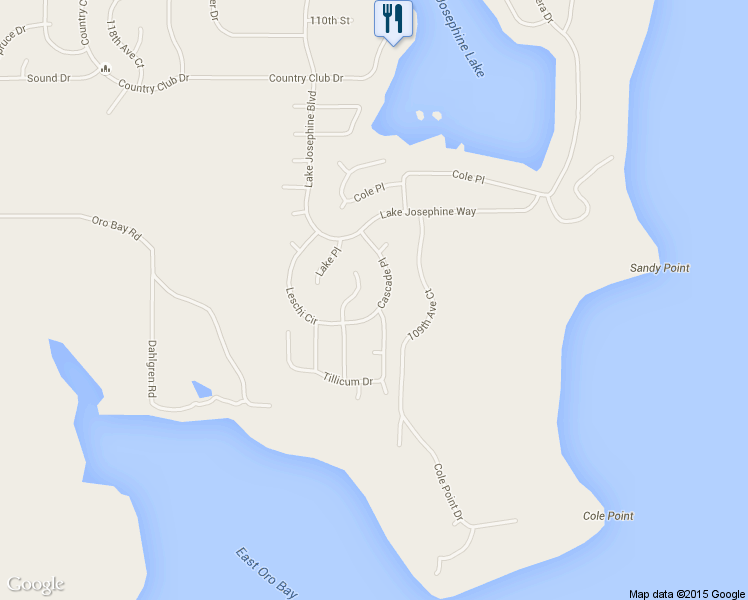map of restaurants, bars, coffee shops, grocery stores, and more near 11027 Leschi Cir in Anderson Island