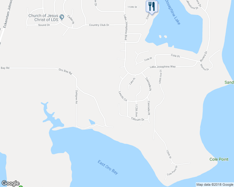 map of restaurants, bars, coffee shops, grocery stores, and more near 11410 Leschi Circle in Anderson Island