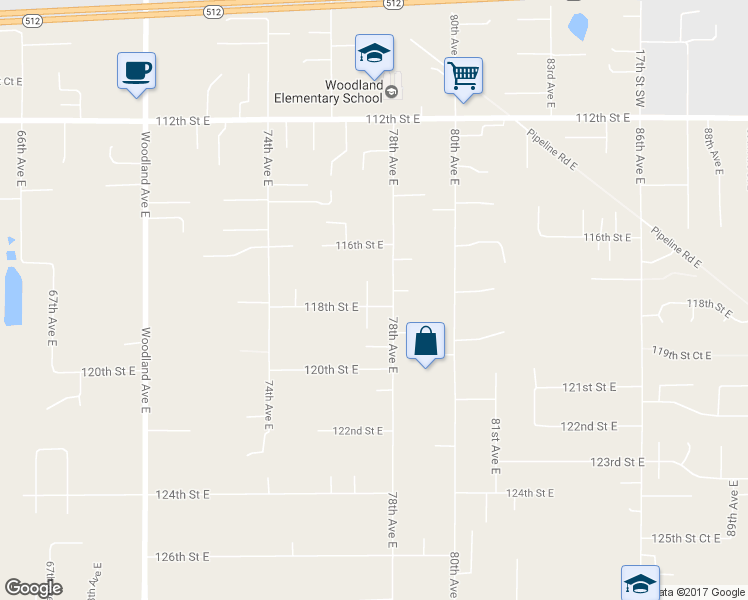 map of restaurants, bars, coffee shops, grocery stores, and more near 7711 118th Street East in Puyallup