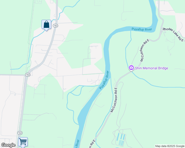 map of restaurants, bars, coffee shops, grocery stores, and more near 15500 116 Street East in Puyallup
