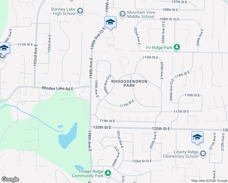 map of restaurants, bars, coffee shops, grocery stores, and more near 19936 Rhododendron Dr E in Sumner
