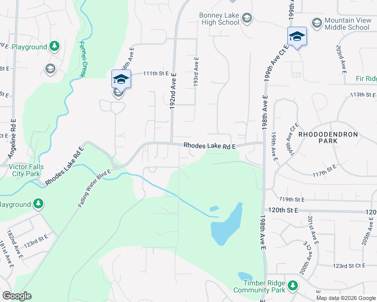 map of restaurants, bars, coffee shops, grocery stores, and more near 11815 193rd Avenue East in Sumner