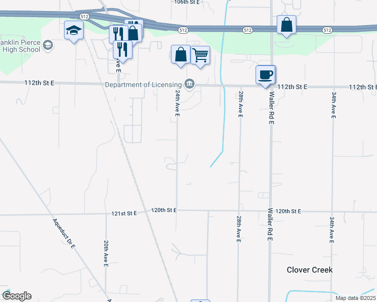 map of restaurants, bars, coffee shops, grocery stores, and more near 11609 24th Avenue East in Tacoma