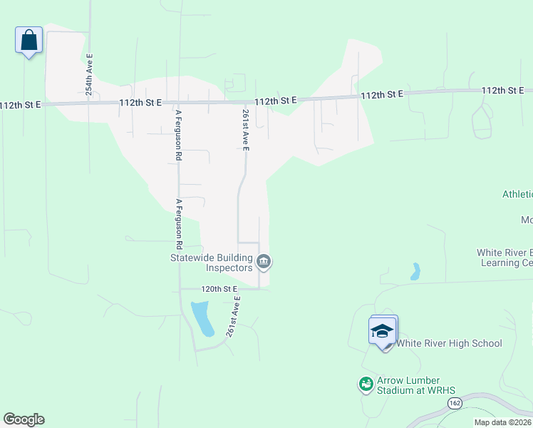 map of restaurants, bars, coffee shops, grocery stores, and more near 11711 261st Avenue Court East in Buckley