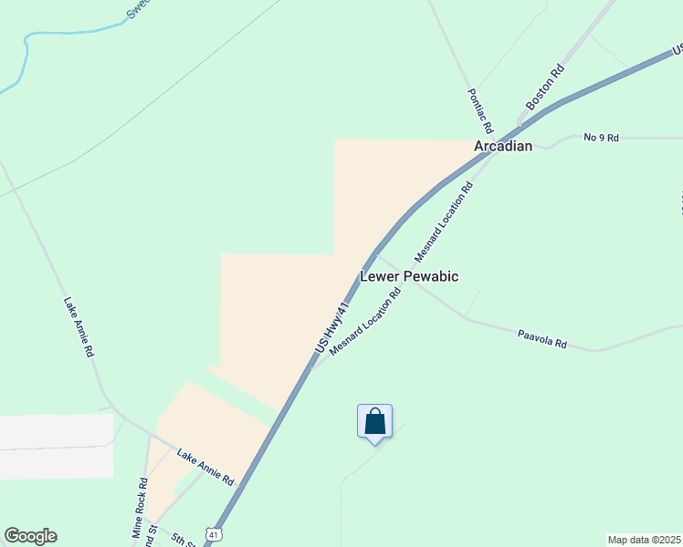 map of restaurants, bars, coffee shops, grocery stores, and more near 25970 Red Jacket Road in Houghton County