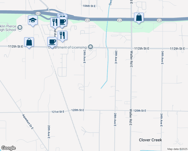map of restaurants, bars, coffee shops, grocery stores, and more near 11609 24th Avenue East in Tacoma