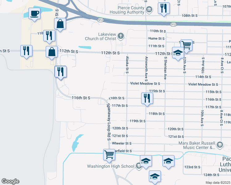 map of restaurants, bars, coffee shops, grocery stores, and more near 1738 Violet Meadow Street South in Parkland