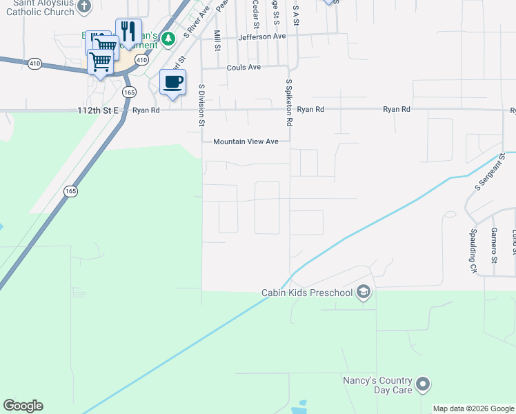 map of restaurants, bars, coffee shops, grocery stores, and more near 697 Spiketon Road in Buckley