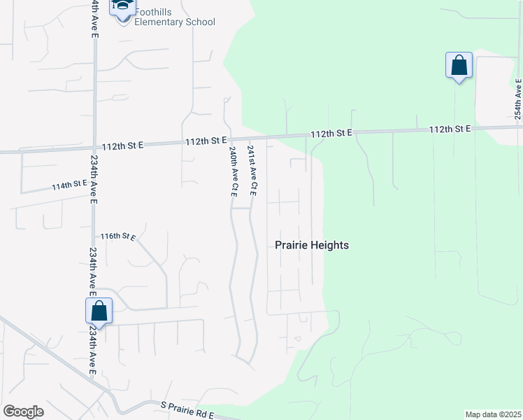 map of restaurants, bars, coffee shops, grocery stores, and more near 11505 241st Avenue Court East in Buckley