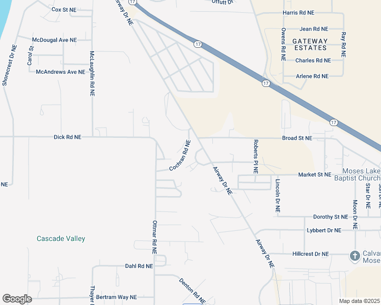 map of restaurants, bars, coffee shops, grocery stores, and more near 4454 Circle Place Northeast in Moses Lake