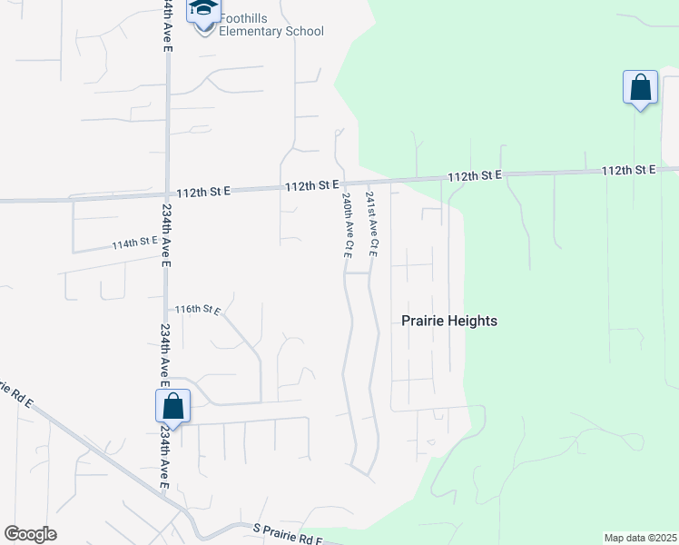 map of restaurants, bars, coffee shops, grocery stores, and more near 11524 240th Avenue Court East in Buckley