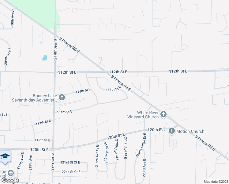 map of restaurants, bars, coffee shops, grocery stores, and more near 21922 114th St E in Bonney Lake
