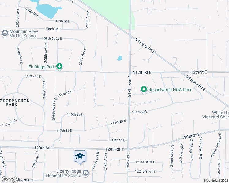 map of restaurants, bars, coffee shops, grocery stores, and more near 21310 113th Street Court East in Lake Tapps