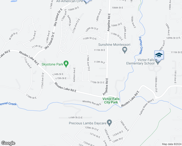 map of restaurants, bars, coffee shops, grocery stores, and more near 11409 179th Avenue Court East in Bonney Lake