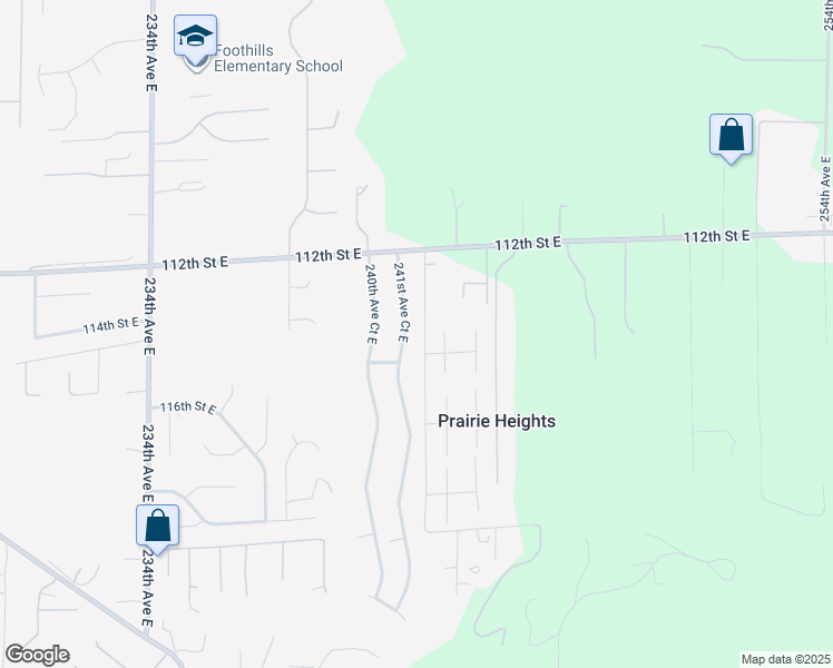map of restaurants, bars, coffee shops, grocery stores, and more near 11505 241st Avenue Court East in Buckley
