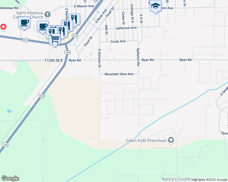 map of restaurants, bars, coffee shops, grocery stores, and more near 633 Spiketon Road in Buckley