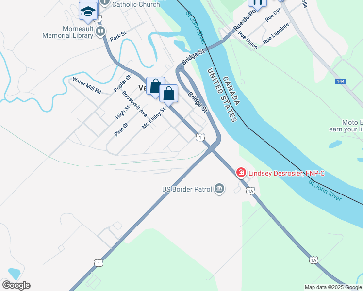 map of restaurants, bars, coffee shops, grocery stores, and more near 116 Franklin Street in Van Buren