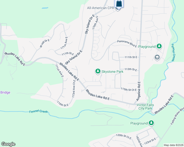 map of restaurants, bars, coffee shops, grocery stores, and more near 11306 176th Avenue East in Bonney Lake
