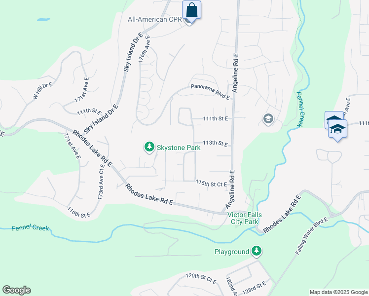 map of restaurants, bars, coffee shops, grocery stores, and more near 17813 113th Street Court East in Bonney Lake