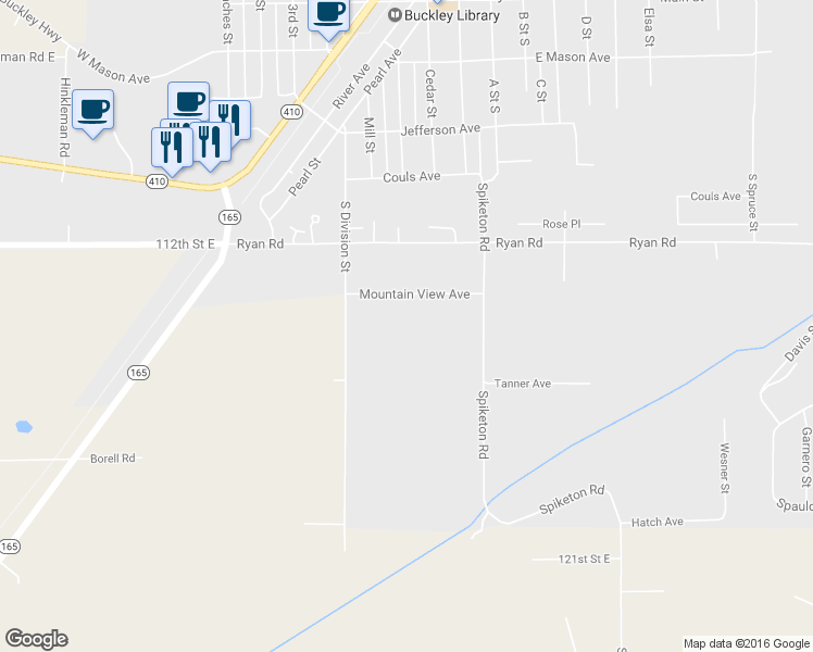 map of restaurants, bars, coffee shops, grocery stores, and more near 633 Spiketon Road in Buckley