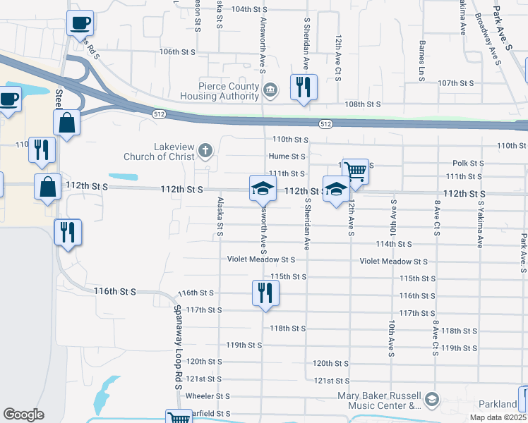 map of restaurants, bars, coffee shops, grocery stores, and more near in Parkland