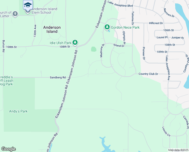 map of restaurants, bars, coffee shops, grocery stores, and more near 12208 Sound Drive in Anderson Island