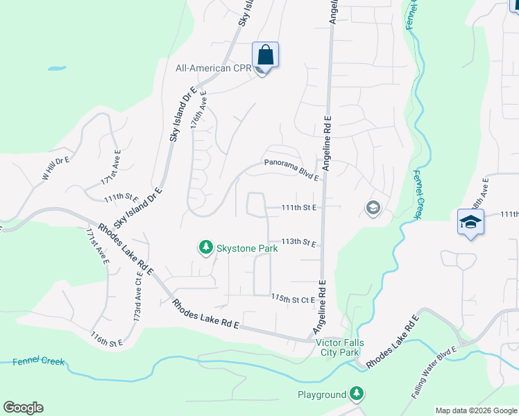 map of restaurants, bars, coffee shops, grocery stores, and more near 11102 179th Avenue Court East in Bonney Lake