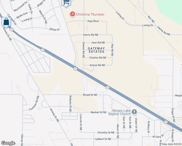 map of restaurants, bars, coffee shops, grocery stores, and more near 7 North Pointe Trailor Park in Moses Lake