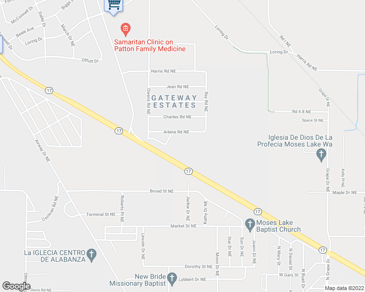 map of restaurants, bars, coffee shops, grocery stores, and more near 11 North Pointe Trailor Park in Moses Lake