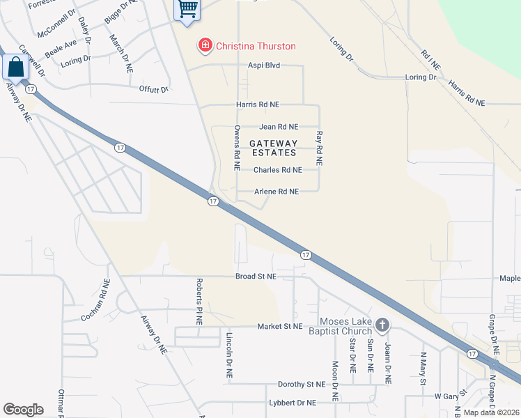map of restaurants, bars, coffee shops, grocery stores, and more near 7 North Pointe Trailor Park in Moses Lake