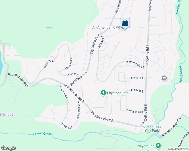 map of restaurants, bars, coffee shops, grocery stores, and more near 11101 176th Avenue East in Bonney Lake