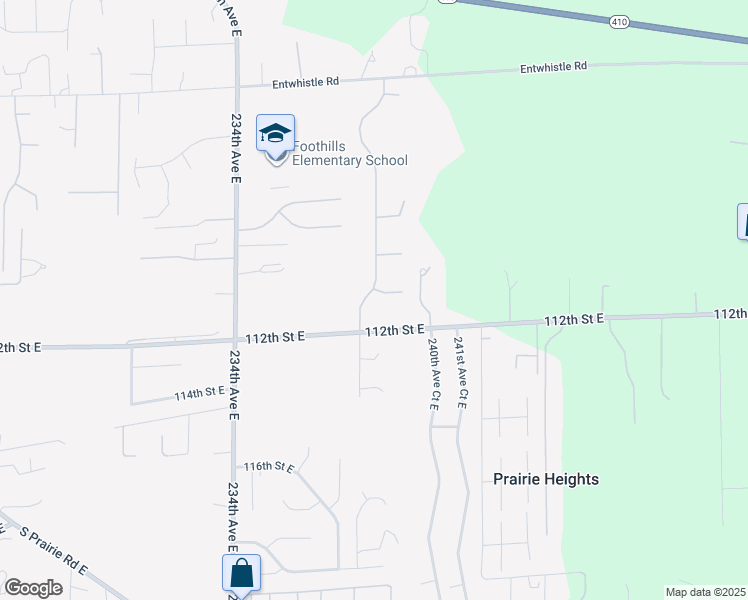 map of restaurants, bars, coffee shops, grocery stores, and more near 23910 112th Street East in Buckley