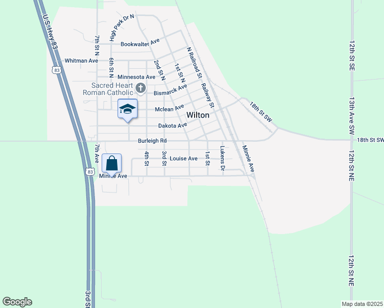 map of restaurants, bars, coffee shops, grocery stores, and more near 101-199 Burleigh Road in Wilton