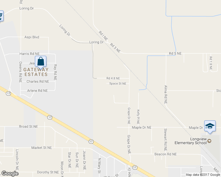 map of restaurants, bars, coffee shops, grocery stores, and more near 4762 Grape Drive Northeast in Moses Lake