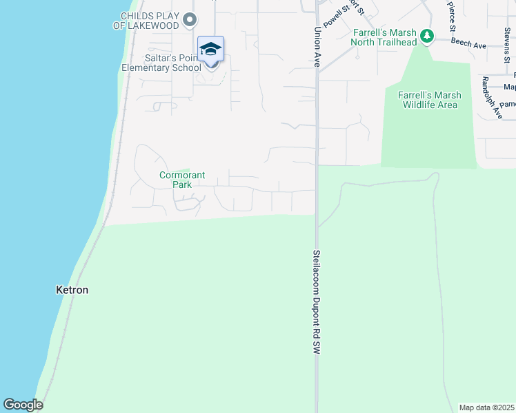 map of restaurants, bars, coffee shops, grocery stores, and more near 407 Keach Loop in Steilacoom