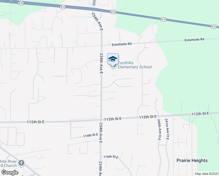 map of restaurants, bars, coffee shops, grocery stores, and more near 23410 108th Street Court East in Buckley