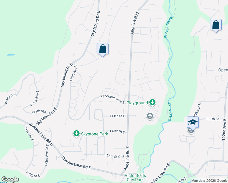 map of restaurants, bars, coffee shops, grocery stores, and more near 18001 109th Street Court East in Bonney Lake