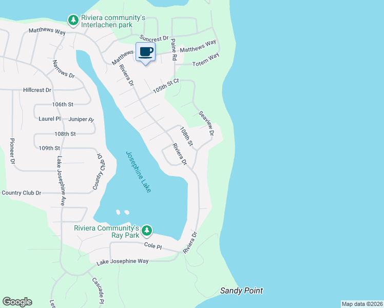 map of restaurants, bars, coffee shops, grocery stores, and more near 10409 108th Street in Anderson Island