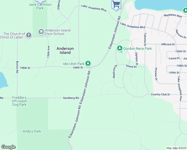 map of restaurants, bars, coffee shops, grocery stores, and more near 11015 Eckenstam Johnson Road in Anderson Island