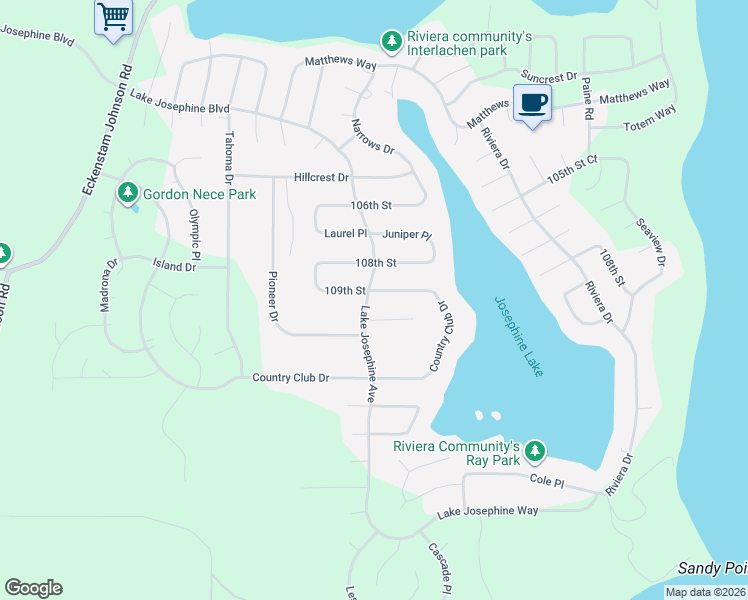 map of restaurants, bars, coffee shops, grocery stores, and more near 11309 109th Street in Anderson Island
