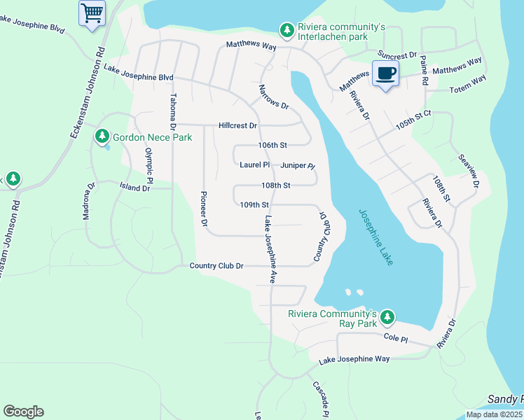 map of restaurants, bars, coffee shops, grocery stores, and more near 11312 109th Street in Anderson Island