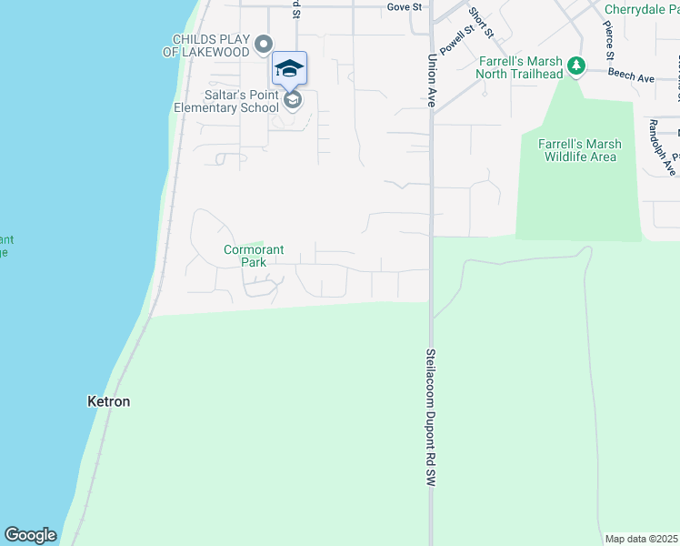 map of restaurants, bars, coffee shops, grocery stores, and more near 407 Keach Loop in Steilacoom